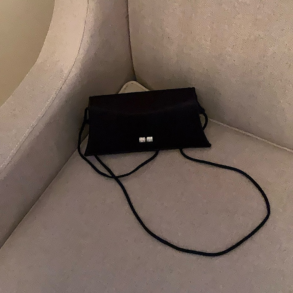 FELLINI BY CARLO FELLINI BLACK SATIN EVENING BAG- VINTAGE